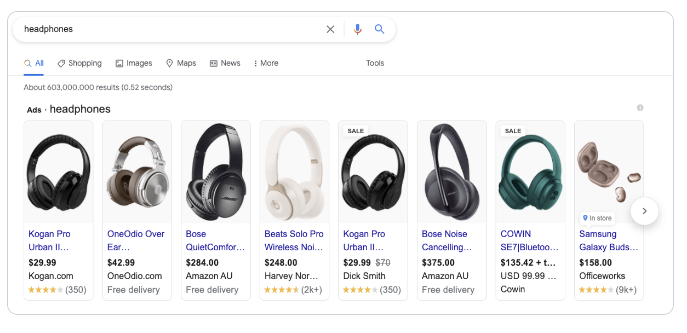 quảng cáo Google Shopping