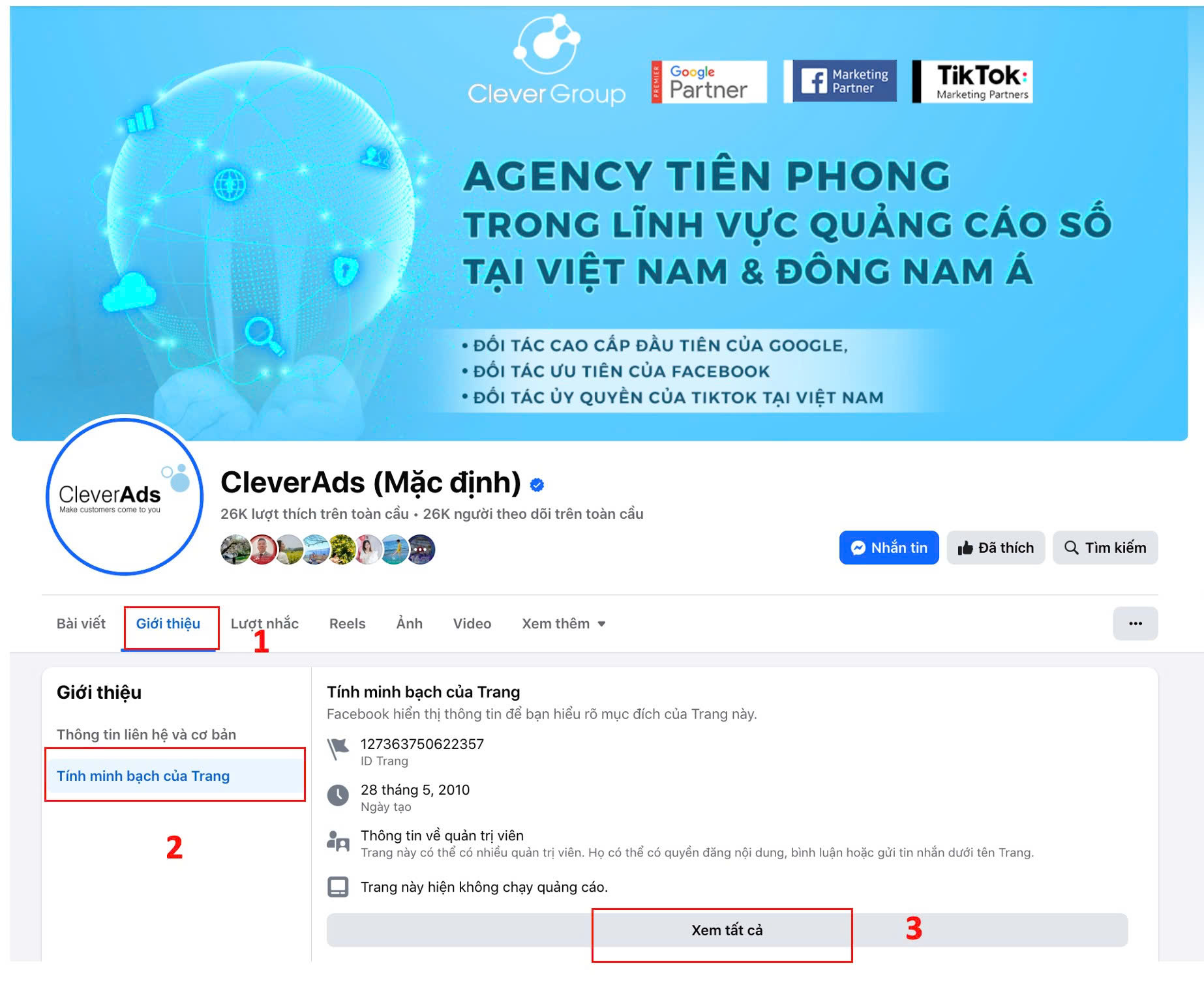 kiểm tra tính minh bạch của Fanpage